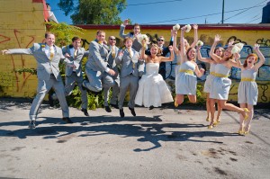 wedding-party-jumping-high-in-air-yellow