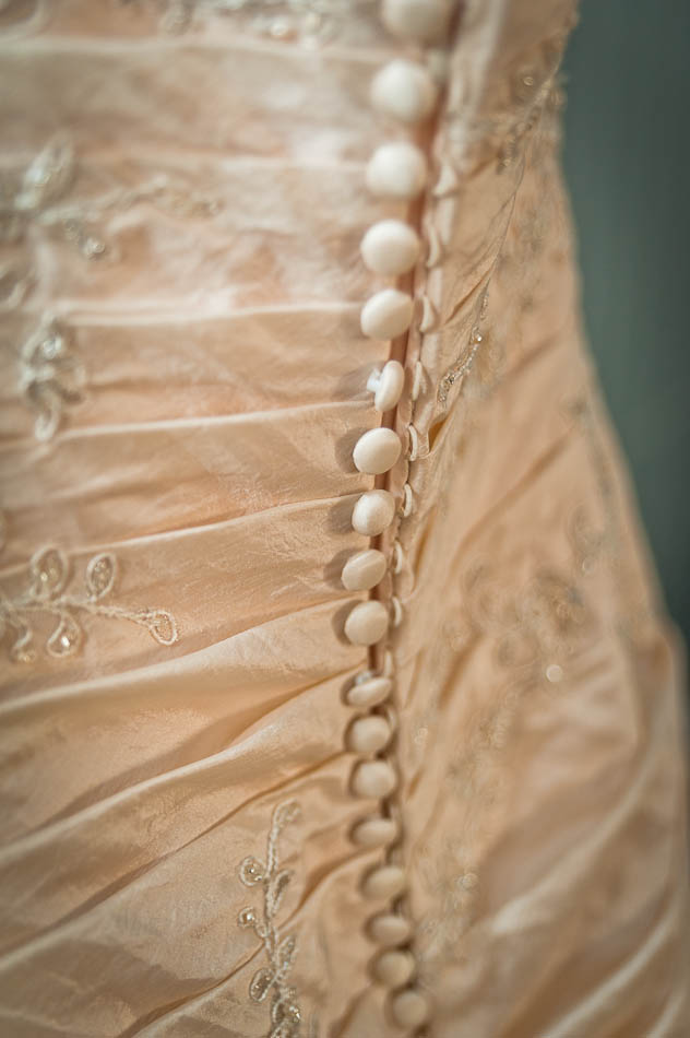 Wedding dress details with buttons and lace