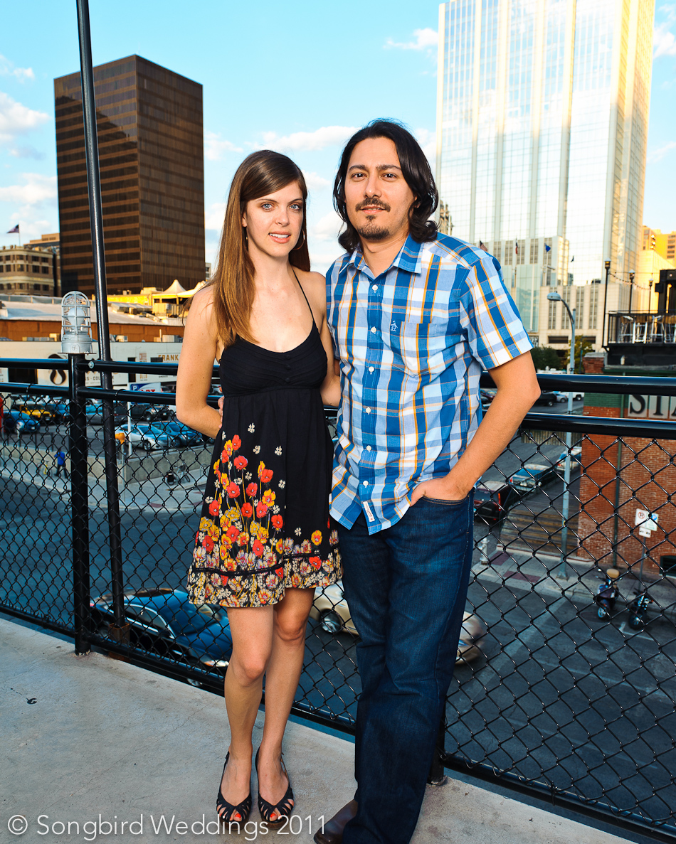 Jorge & Claire in Downtown Austin Bar for engagement set