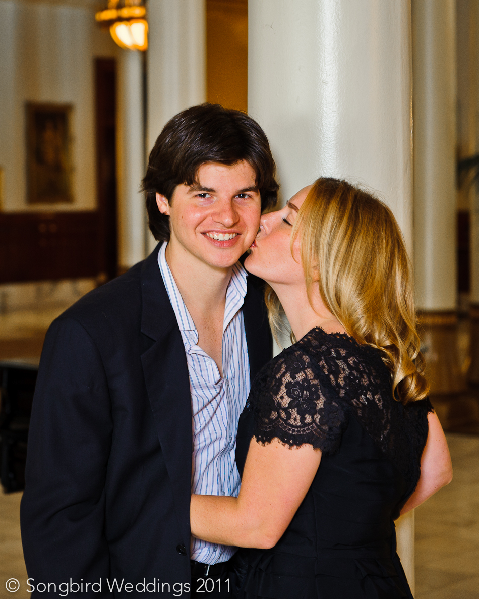 Martha and Tim photo shoot at a historic hotel in downtown austin