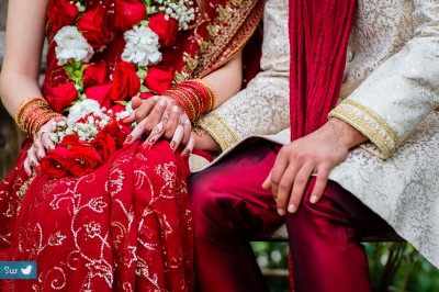 Indian hindu wedding couple during first look at Hyatt Lost Pines Resort, Bastrop, Tx