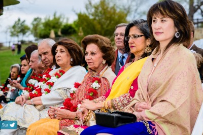 Guests at ceremony during Indian Hindu wedding at Hyatt Lost Pines Resort