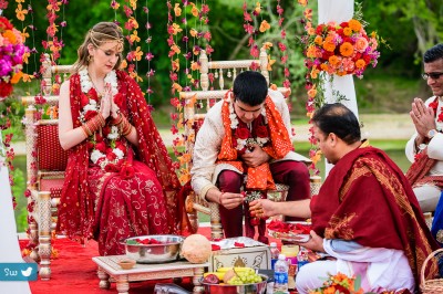 Bride and groom during Indian Hindu ceremony