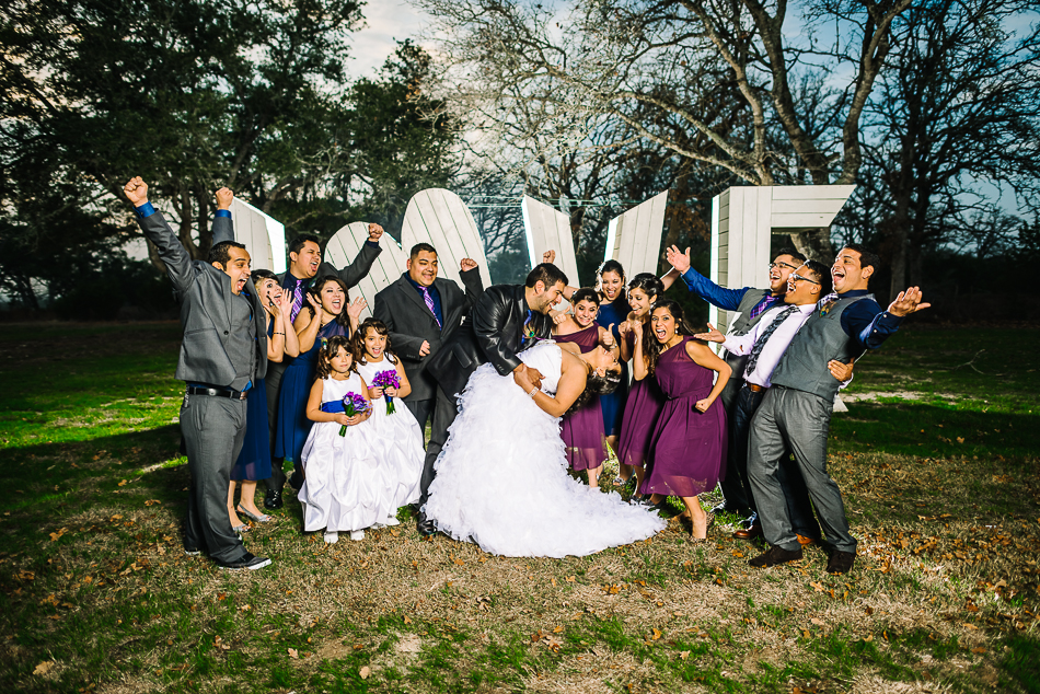georgetown, texas at kindred oaks winter wedding fun bridal party portrait