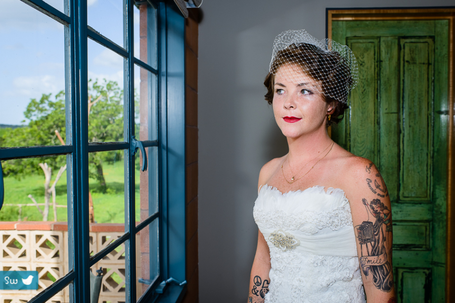 Portrait of tattooed bride at Montesino Ranch by austin wedding photographe