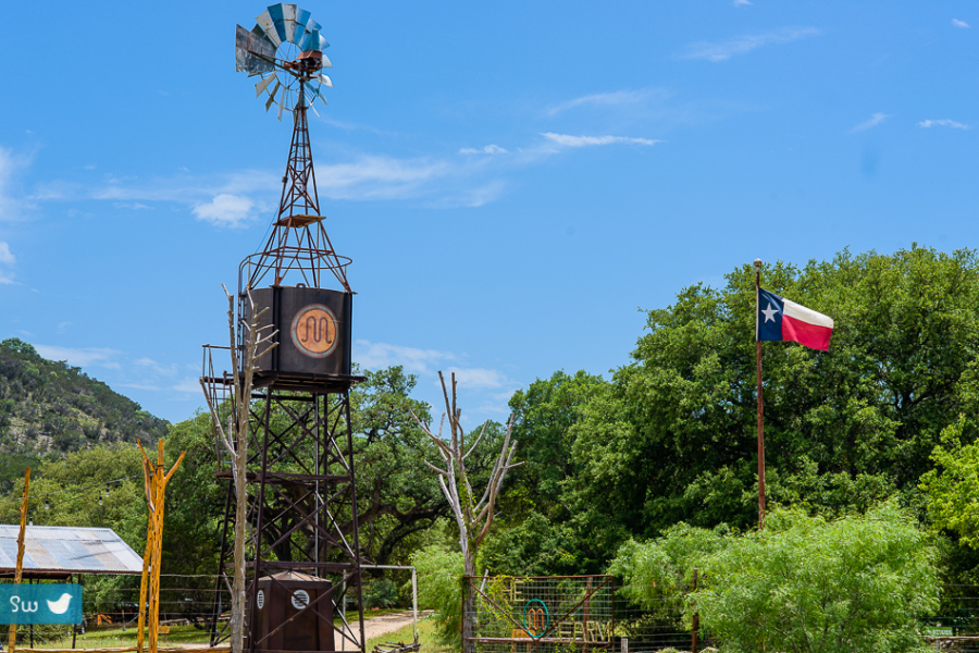 Windmill and Texas flag at Montesino Ranch by Austin Wedding Photographer