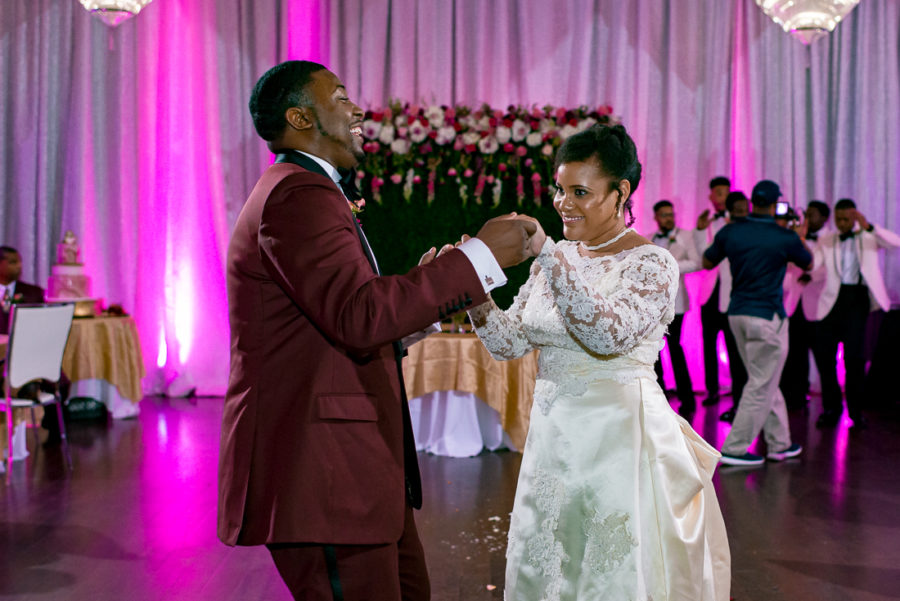 First dance with black bride and groom by austin wedding photographers