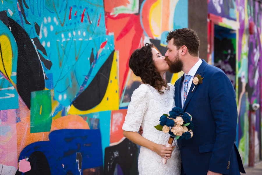 Austin-Wedding-Photographers-bride-downtown-mural-colorful-portrait