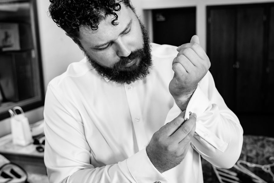 Austin-Wedding-Photographers-getting-ready-groom-black-white