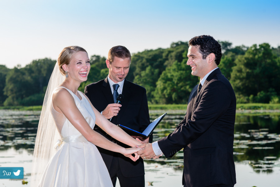 Austin Wedding Photographer ceremony with bride laughing