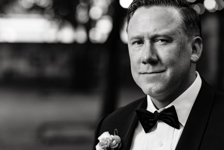 Fine art portrait of groom by austin wedding photographers at ZaZa Gardens, San Antonio, Texas