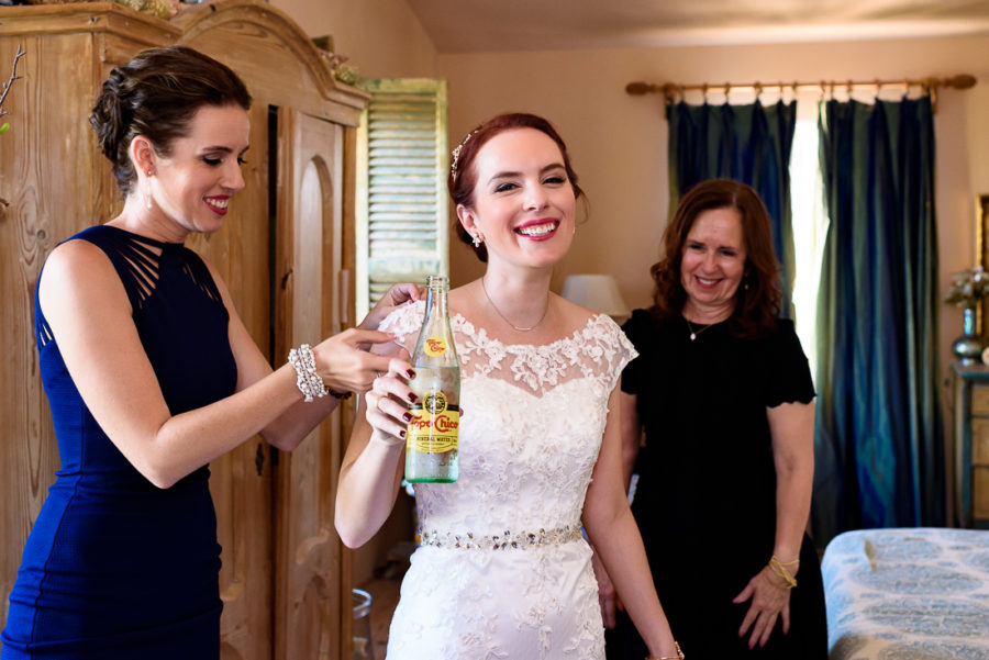 Topo Chico Bride getting ready Le San Michele by austin wedding photographers