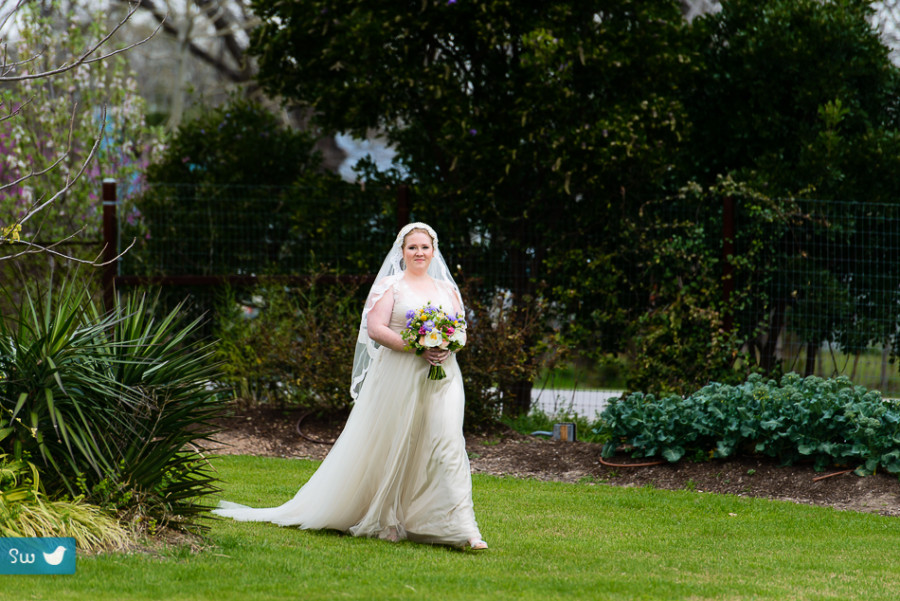 Bride during ceremony by Austin Wedding Photographer at Barr Mansion