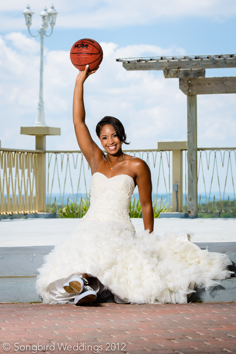 wedding bridal portrait with basketball at villa antonia in austin