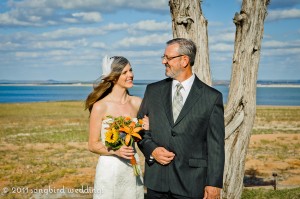 Lakefront wedding - father and bride family portrait