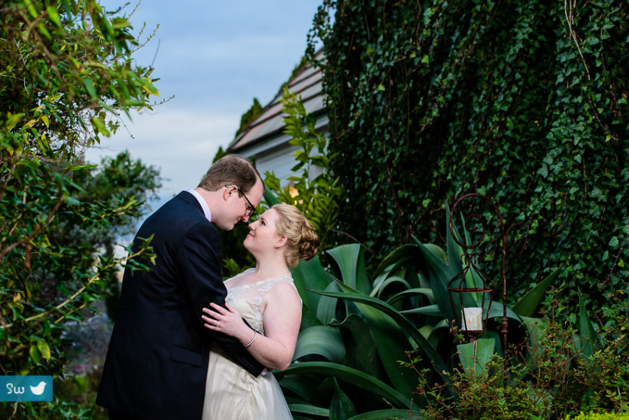 Portrait of bride and groom by Austin Wedding Photographer at Barr Mansion