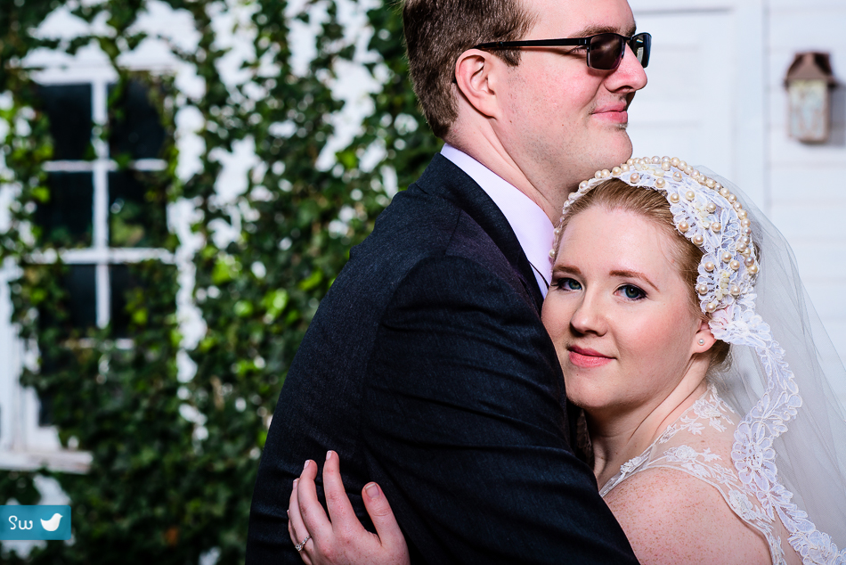 Portrait of bride and groom by Austin Wedding Photographer at Barr Mansion
