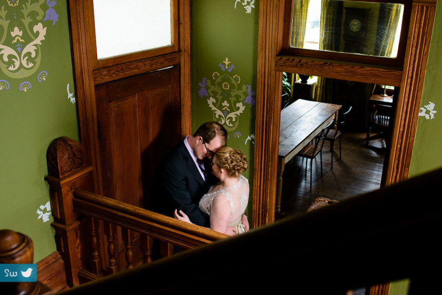 Portrait of bride and groom by Austin Wedding Photographer at Barr Mansion