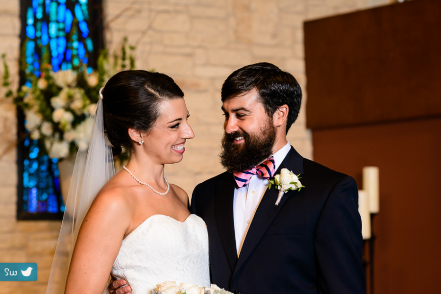 Portrait of bride and groom at Westlake Presbyterian Church by Austin Wedding Photographer