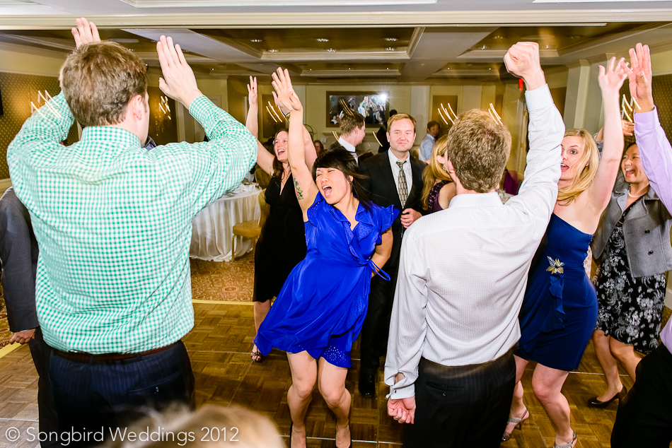 dancing fun at wedding reception Driskill Hotel