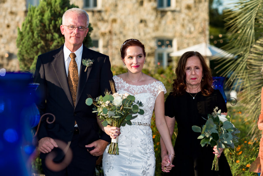 outdoor fall ceremony at Le San Michele by austin wedding photographers