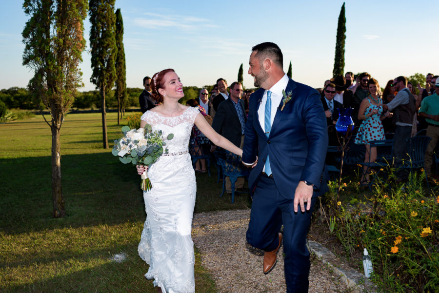 Austin wedding photographers Le San Michele outdoor fall ceremony