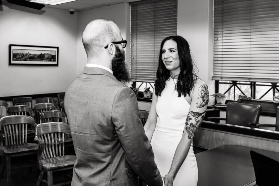 courthouse-ceremony-bride-tattooed-groom-Austin-wedding-photographers