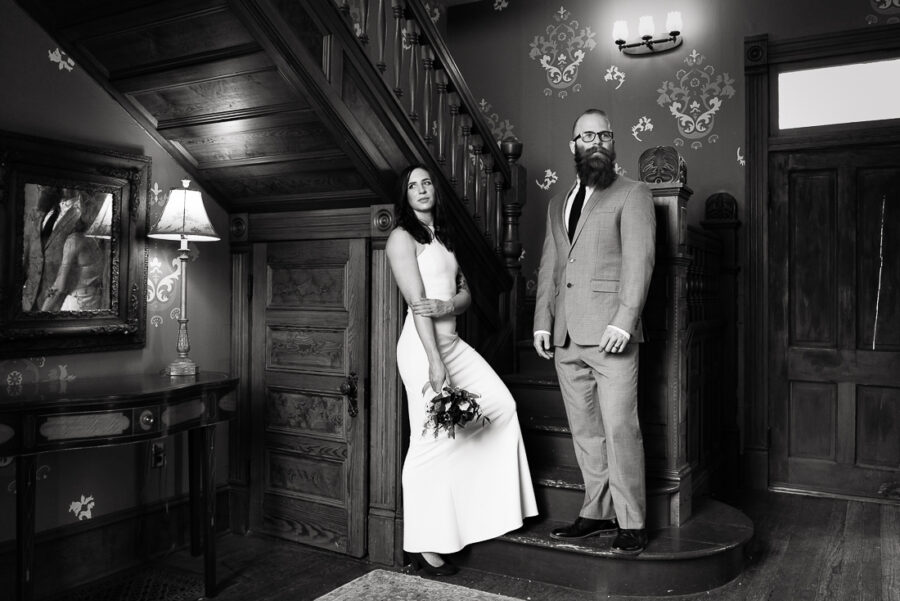 tx-barr-mansion-couple-portrait-black-white-Austin-wedding-photographers